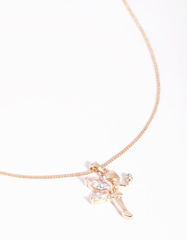 Rose Gold Cubic Zirconia Fairy Necklace