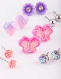 Kids Flower and Butterfly Stud Earring Pack - link has visual effect only