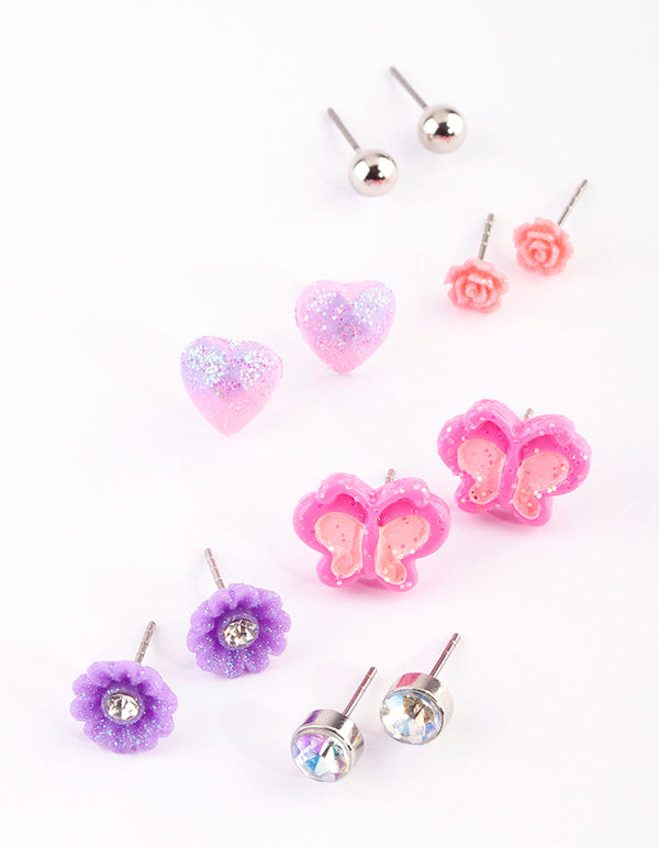 Kids Flower and Butterfly Stud Earring Pack
