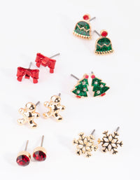 Kids Festive Hat and Bow Stud Earring Pack - link has visual effect only