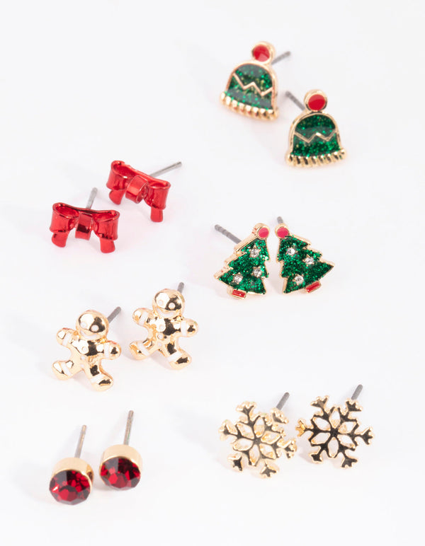 Kids Festive Hat and Bow Stud Earring Pack