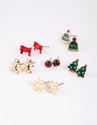 Kids Festive Hat and Bow Stud Earring Pack - link has visual effect only
