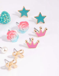 Kids Bow and Crown Stud Earring Pack - link has visual effect only