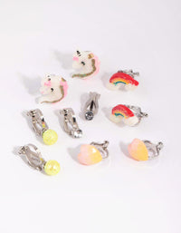 Kids Unicorn and Rainbow Clip-On Earring Pack - link has visual effect only