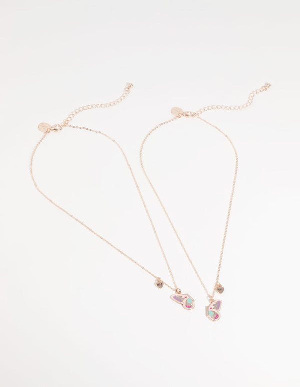 Kids Butterfly Best Friend Necklace Set