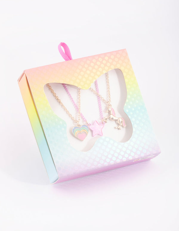 Kids Unicorn and Rainbow Necklace Pack