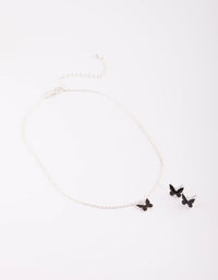 Kids Butterfly Mood Necklace and Earrings Set - link has visual effect only