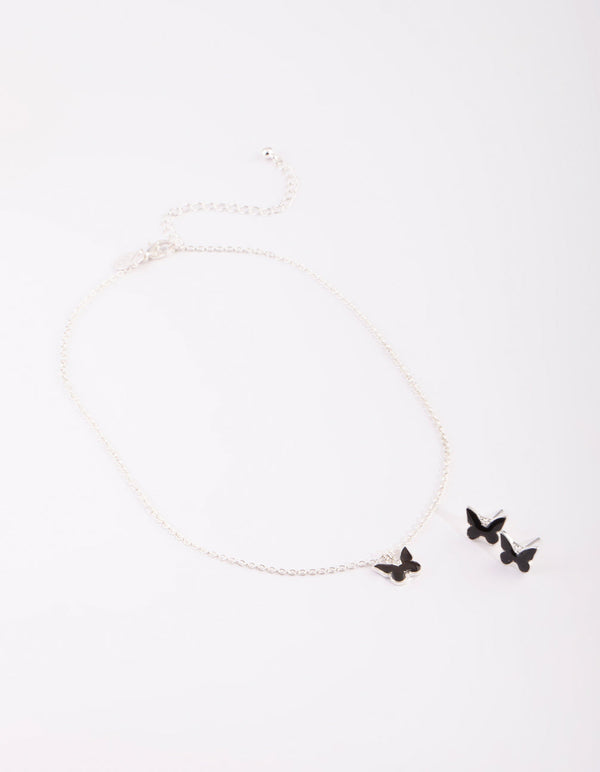 Kids Butterfly Mood Necklace and Earrings Set