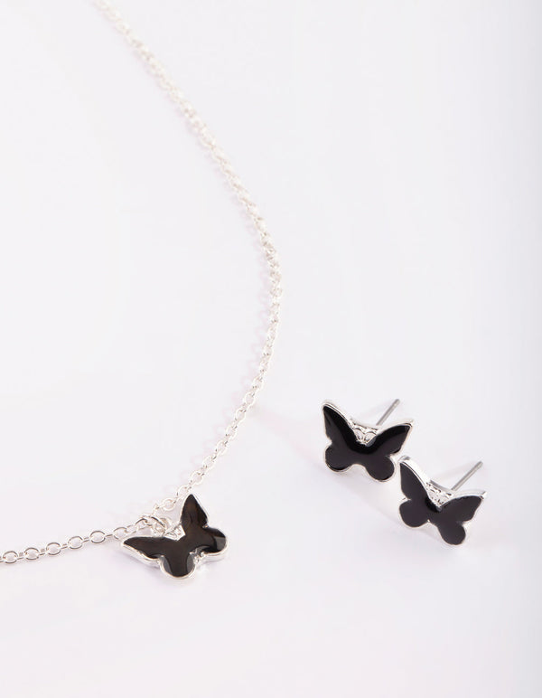 Kids Butterfly Mood Necklace and Earrings Set
