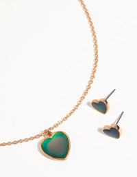 Kids Mood Heart Necklace and Earrings Set - link has visual effect only