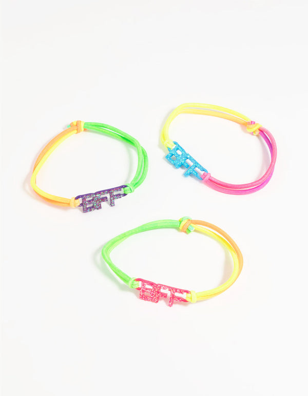 Kids Fluro Diamante Best Friend Bracelet Pack