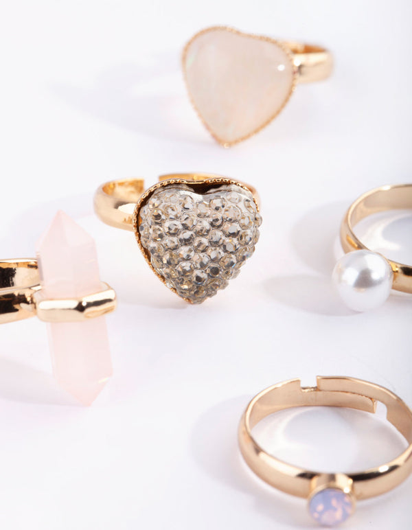 Kids Pink Stone Ring Pack