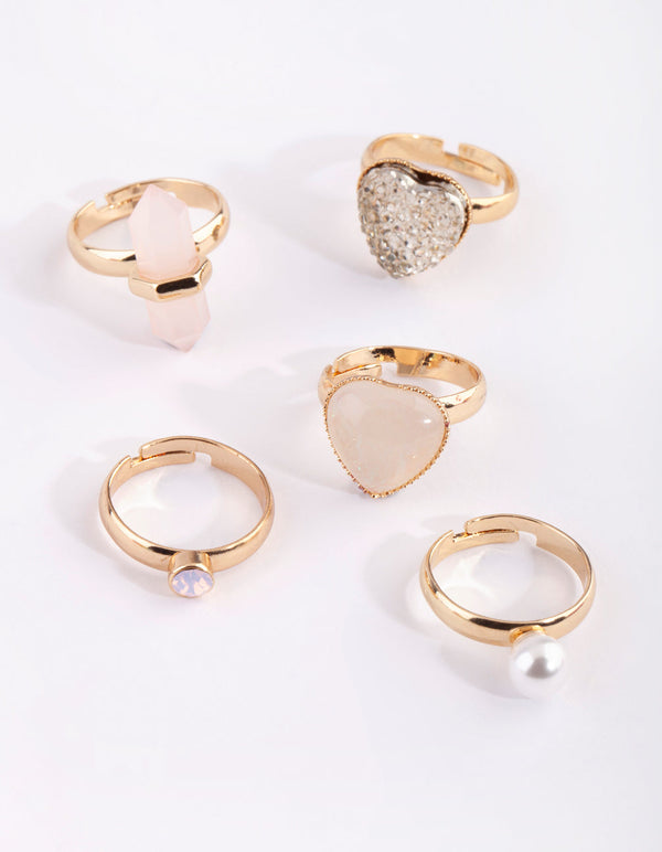 Kids Pink Stone Ring Pack