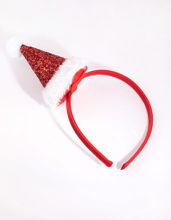 Kids Festive Glitter Santa Hat Headband
