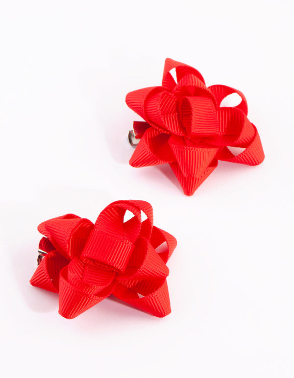 Kids Festive Present Bow Clips