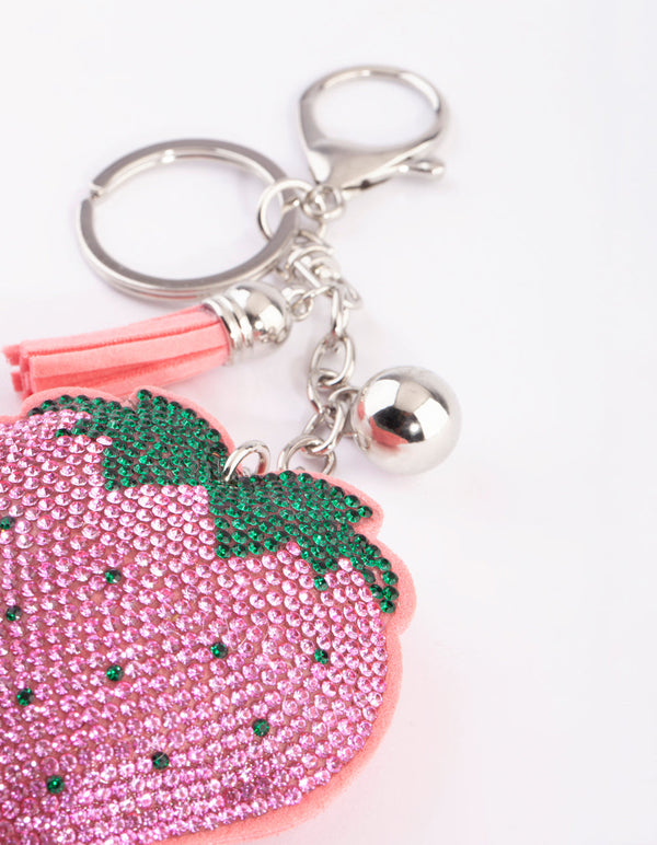 Kids Diamante Strawberry Keyring