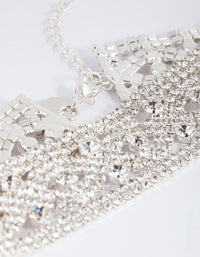 Silver Diamante Statement Choker Necklace - link has visual effect only