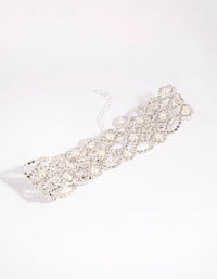 Silver Pearl Mesh Choker Necklace - link has visual effect only