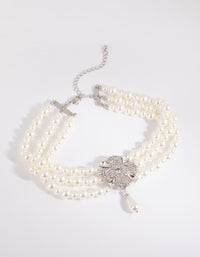 Rhodium Glamorous Choker Necklace - link has visual effect only