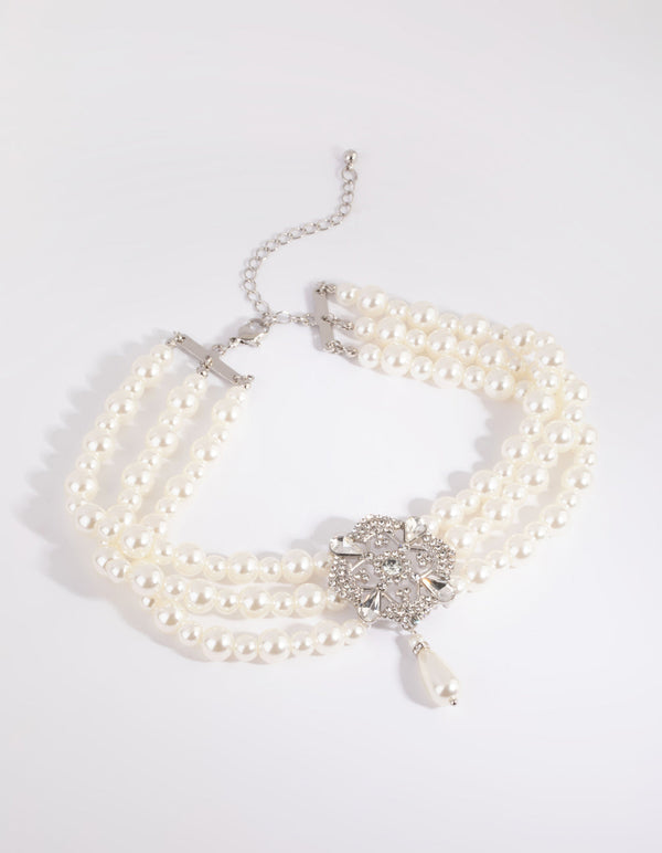 Rhodium Glamorous Choker Necklace