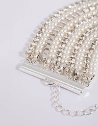 Silver Cup Chain Pearl Bracelet - link has visual effect only