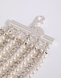 Silver Cup Chain Pearl Bracelet - link has visual effect only