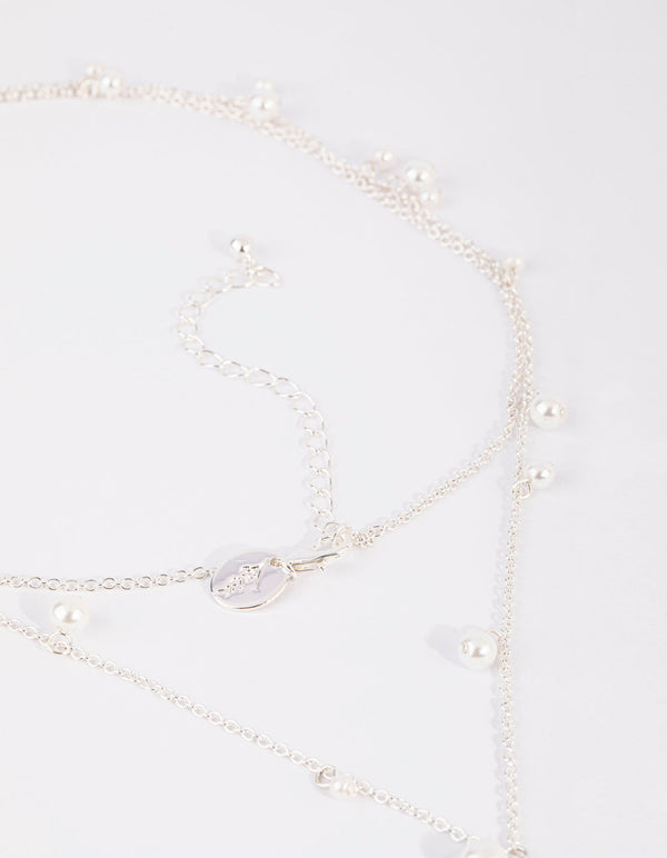 Silver Pearl Cluster Body Chain