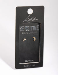 Gold-Plated Crescent Moon Studs with Diamantes - link has visual effect only