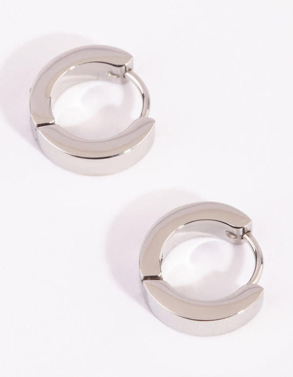 Surgical Steel Half Pave Huggie Earrings