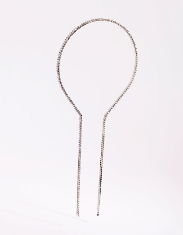Silver Thin Diamante Dangle Alice Band