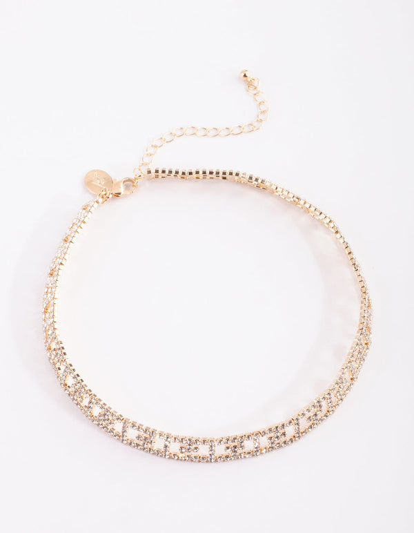 Gold Greek Key Choker Necklace
