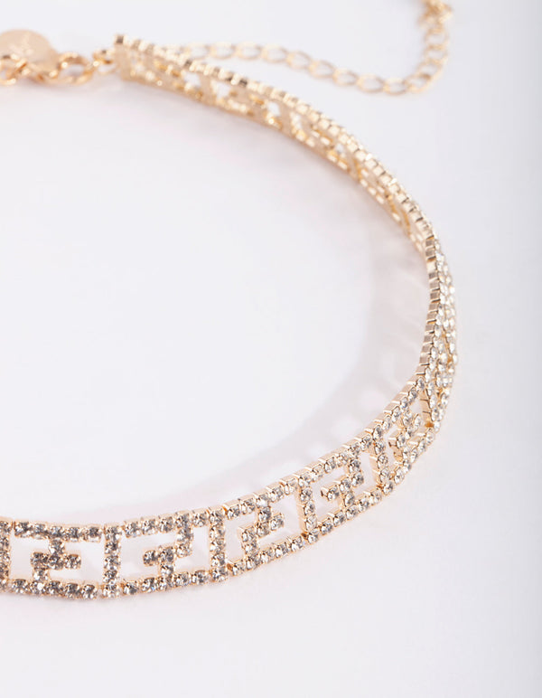 Gold Greek Key Choker Necklace