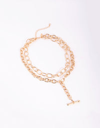 Gold Layered Chain Fob Necklace - link has visual effect only