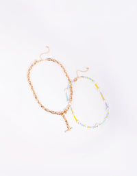 Gold Pearl Chain Fob Necklace - link has visual effect only