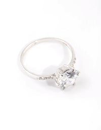 Sterling Silver Cubic Zirconia Claw Ring - link has visual effect only