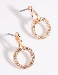 Rose Gold Diamante Circle Drop Earrings - link has visual effect only