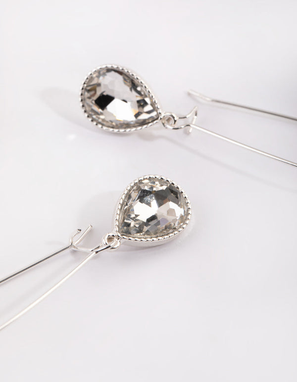 Silver Teardrop Hoop Earrings