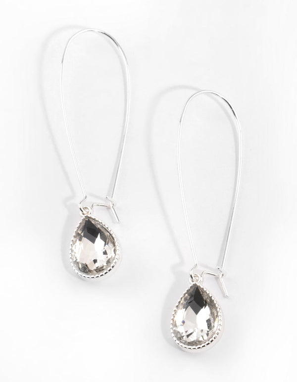 Silver Teardrop Hoop Earrings