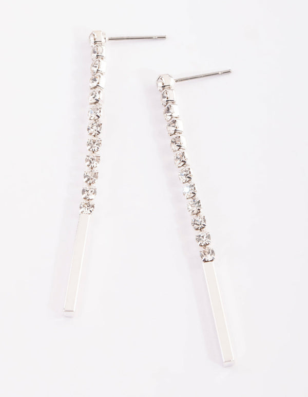 Silver Diamante Drop Earrings