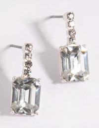 Silver Square Diamante Drop Earrings - link has visual effect only