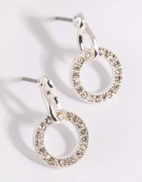Silver Diamante Circle Drop Earrings - link has visual effect only