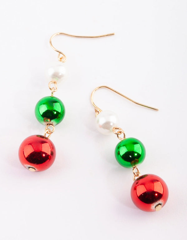 Gold Bauble Drop Earrings