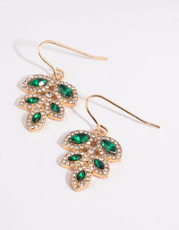 Green Diamante and Leaf Drop Earrings - link has visual effect only