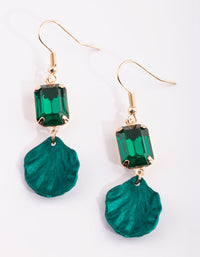 Green Petal Drop Earrings - link has visual effect only