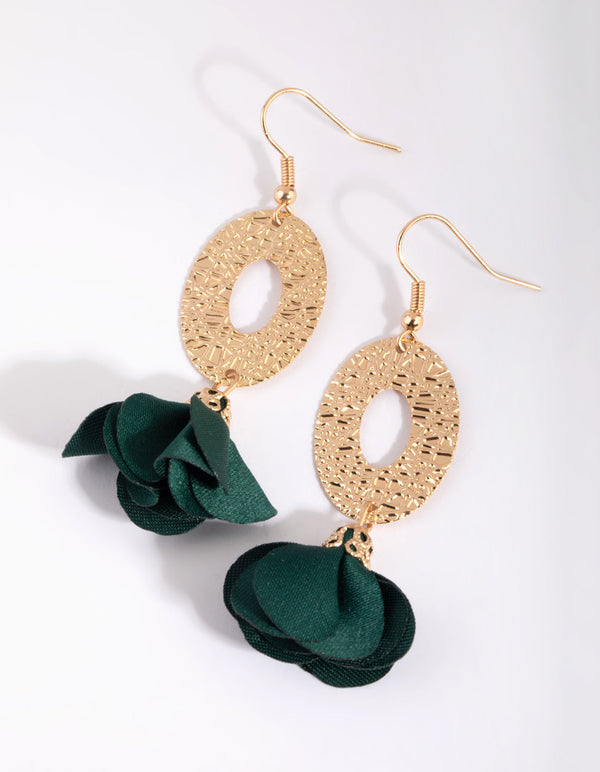Green Flower Drop Earrings