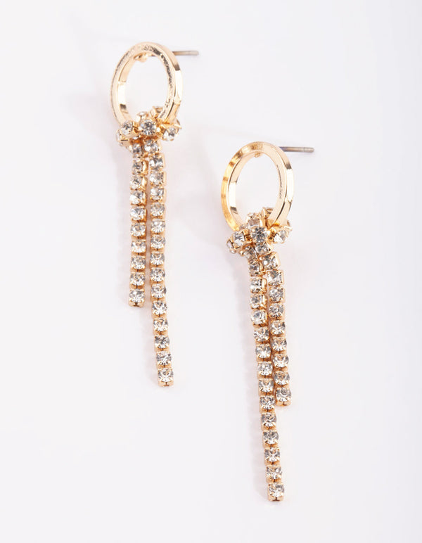 Gold Diamante Drop Earrings