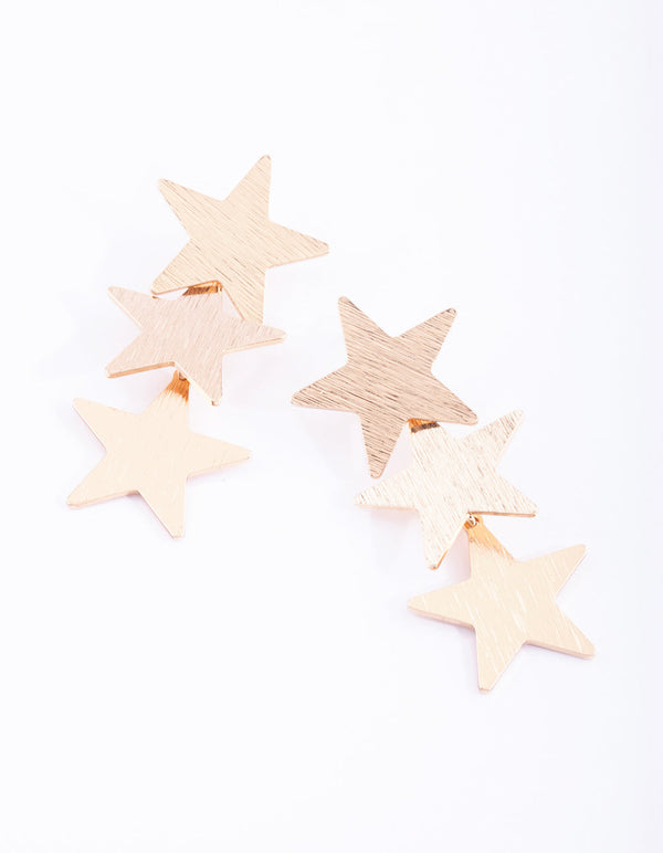 Gold Star Drop Earrings