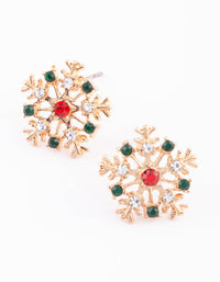 Gold Diamante Snowflake Stud Earrings - link has visual effect only