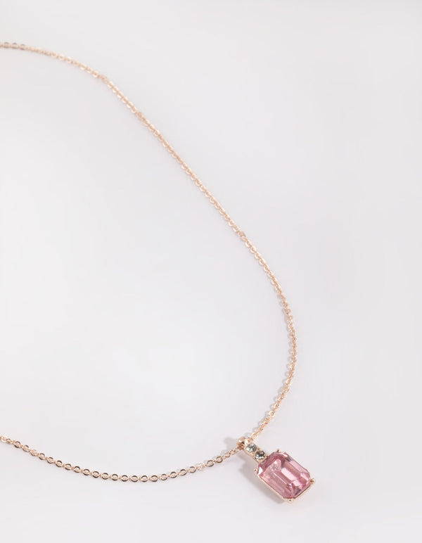 Rose Gold Claw Set Stone Necklace