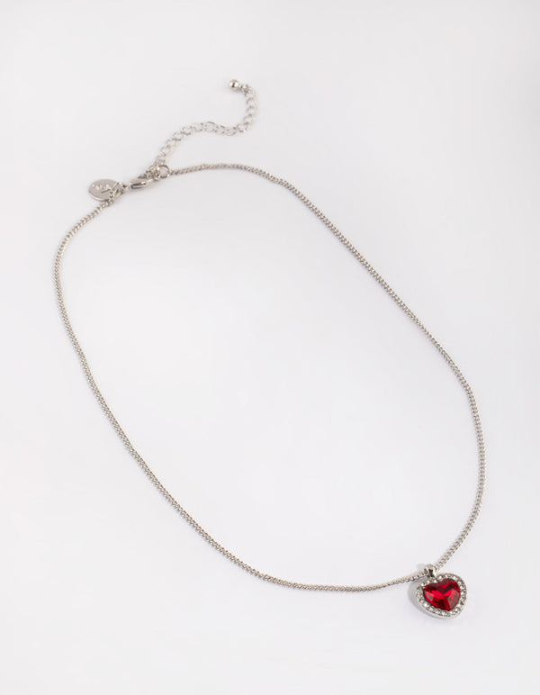 Red Diamante Pendant Necklace